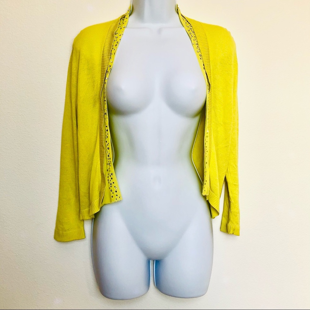 BCBGMAXAZRIA⚡️Rhinestone Yellow Spring Cardigan_S